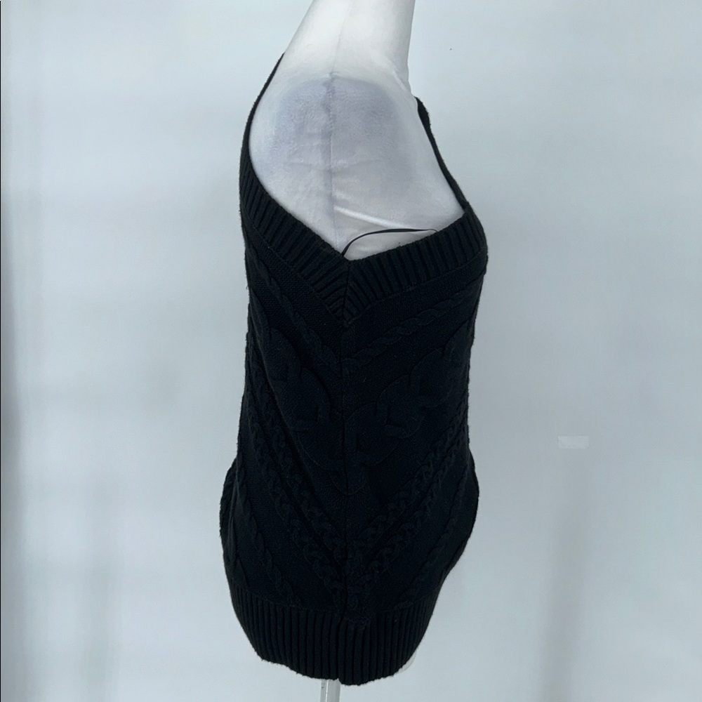 L'AGENCE Zoey Cable Knit Merino Wool one shoulder black sweater size Large - Picture 4 of 10